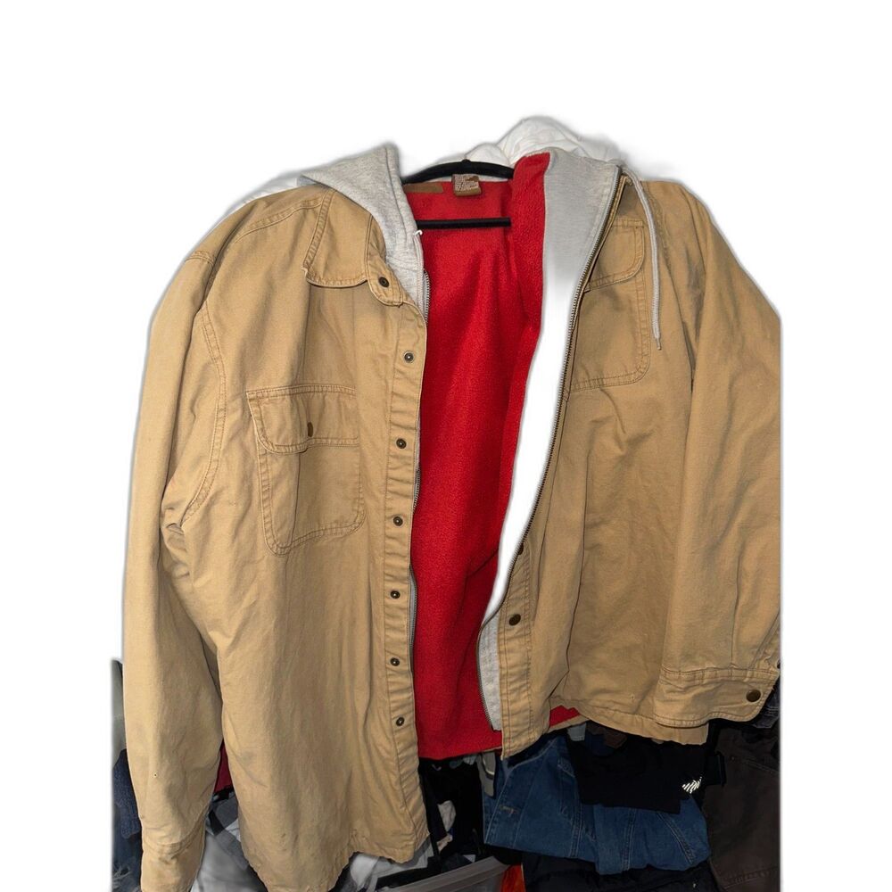 Vintage XL Worker Bomber Jacket Hoodie Faded Glory Distressed Zipper Hoodie